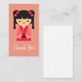 Pink Kokeshi Japanse poppen Notitiekaartje (Voorkant / Achterkant)