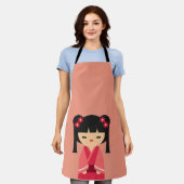 Pink Kokeshi Japanse poppen Schort (Gedragen)