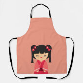 Pink Kokeshi Japanse poppen Schort (Voorkant)