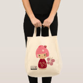 Pink Kokeshi Triplet Grocery Tas (Voorkant (product))