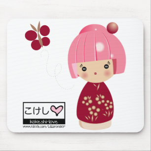 Pink Kokeshi Triplet Muismat