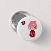 Pink Kokeshi Triplet Pin Ronde Button 3,2 Cm (Voorkant /achterkant)