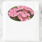 Pink kousa dogwood print ovale sticker (Tas)