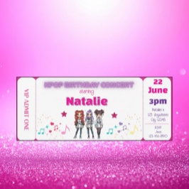 Pink KPOP Birthday Concert Ticket Kaart