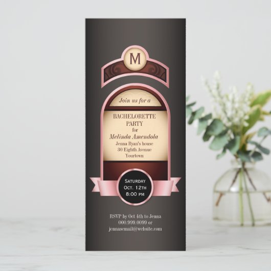 Pink Label Bachelorette Uitnodiging (Staand voorkant)