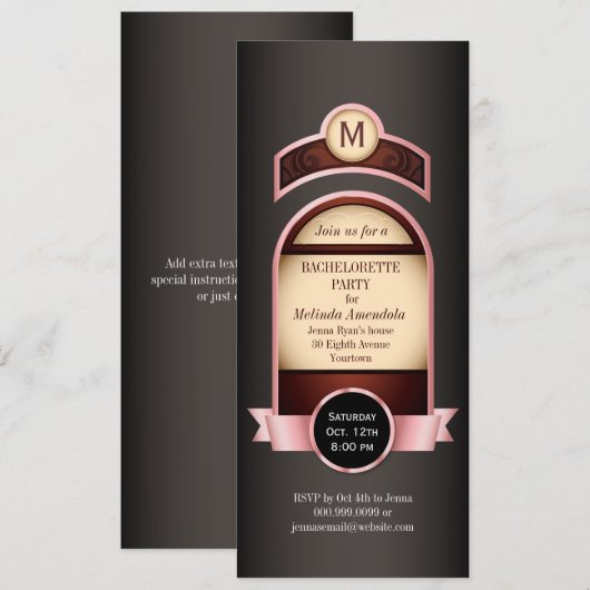 Pink Label Bachelorette Uitnodiging (Voorkant / Achterkant)