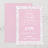 Pink & Lace Baby shower Uitnodiging (Voorkant / Achterkant)