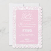 Pink & Lace Baby shower Uitnodiging (Voorkant)