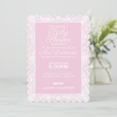 Pink & Lace Baby shower Uitnodiging (Staand voorkant)