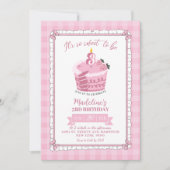 Pink Lace Bow Girl 3e verjaardag Kaart (Voorkant)