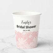 Pink Lace Bridal Shower Paper Cups Papieren Bekers (Achterkant)
