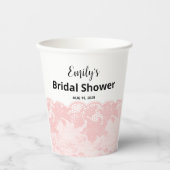 Pink Lace Bridal Shower Paper Cups Papieren Bekers (Voorkant)
