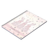 Pink Lace Bunny Stars Patroon Notitieboek (Linkerzijde)