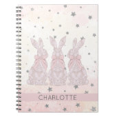Pink Lace Bunny Stars Patroon Notitieboek (Voorkant)