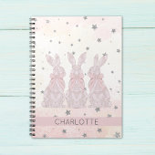 Pink Lace Bunny Stars Patroon Notitieboek