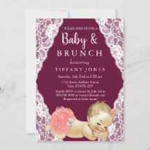 Pink Lace Burgundy  Baby shower Brunch