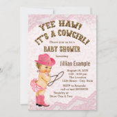 Pink Lace Cowgirl Baby shower Kaart (Voorkant)