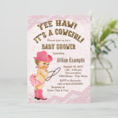 Pink Lace Cowgirl Baby shower Kaart (Staand voorkant)