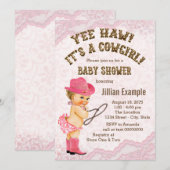 Pink Lace Cowgirl Baby shower Kaart (Voorkant / Achterkant)