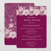 Pink Lace Floral Vrijgezellenfeest Kaart (Voorkant / Achterkant)