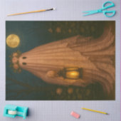 Pink Lace Ghost met Lantaarn – Whimsical Gothic Tissuepapier (Craft)