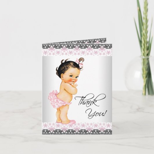 Pink Lace Girl Baby shower Bedankkaart (Voorkant)