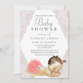 Pink Lace Girl  Baby shower Invite Kaart (Voorkant)