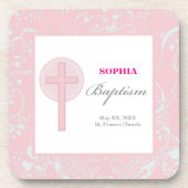 Pink Lace Girl Baptisme Bier Onderzetter (Voorkant)