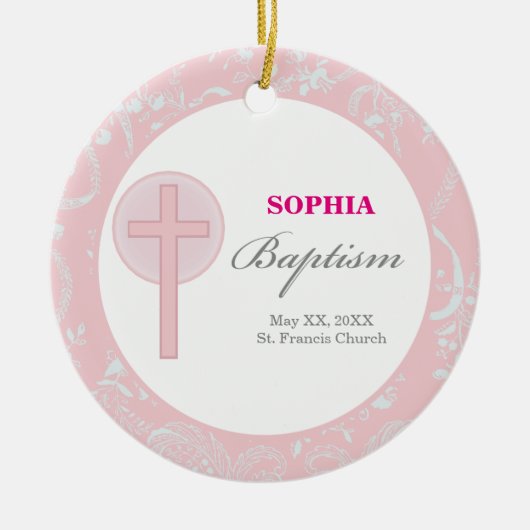 Pink Lace Girl Baptisme Keramisch Ornament (Voorkant)
