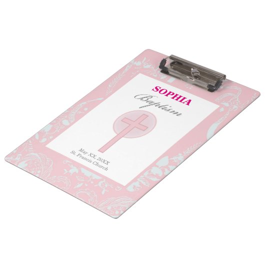 Pink Lace Girl Baptisme Klembord (Gekanteld)