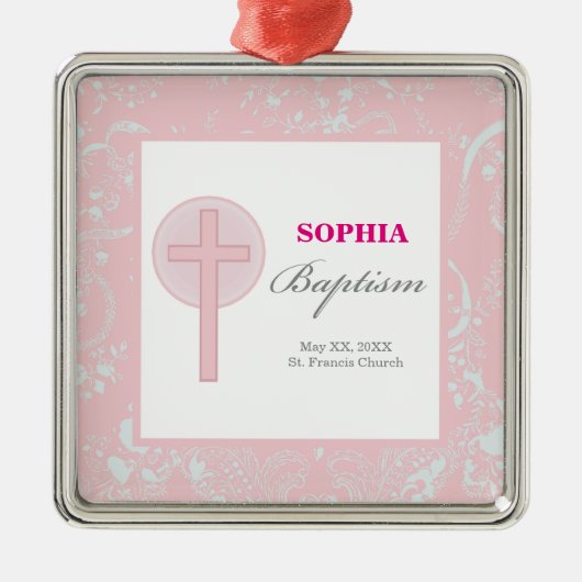 Pink Lace Girl Baptisme Metalen Ornament (Voorkant)