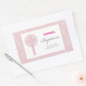 Pink Lace Girl Baptisme Rechthoekige Sticker (Envelop)