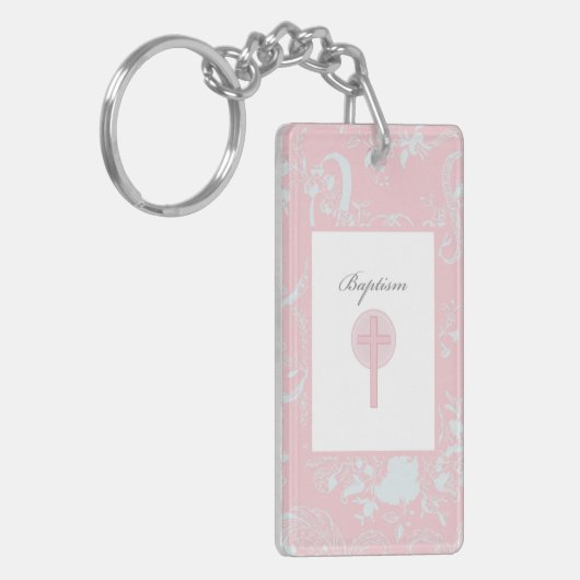 Pink Lace Girl Baptisme Sleutelhanger (Voorkant Links)