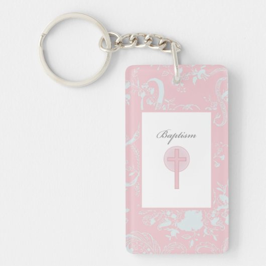 Pink Lace Girl Baptisme Sleutelhanger (Voorkant)