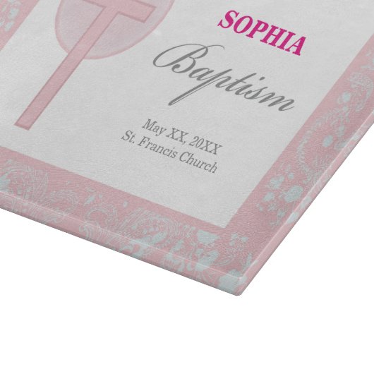 Pink Lace Girl Baptisme Snijplank (Hoek)