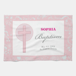 Pink Lace Girl Baptisme Theedoek