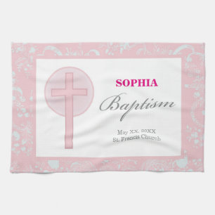 Pink Lace Girl Baptisme Theedoek