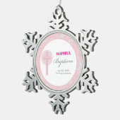Pink Lace Girl Baptisme Tin Sneeuwvlok Ornament (Rechts)