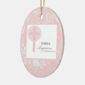 Pink Lace Girl doop gepersonaliseerd Keramisch Ornament (Links)