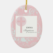 Pink Lace Girl doop gepersonaliseerd Keramisch Ornament (Voorkant)