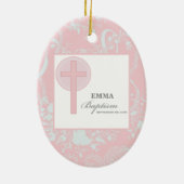 Pink Lace Girl doop gepersonaliseerd Keramisch Ornament (Achterkant)