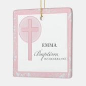 Pink Lace Girl doop gepersonaliseerd Keramisch Ornament (Links)