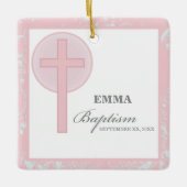 Pink Lace Girl doop gepersonaliseerd Keramisch Ornament (Voorkant)