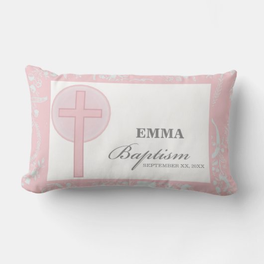 Pink Lace Girl doop gepersonaliseerd Kussen (Voorkant)