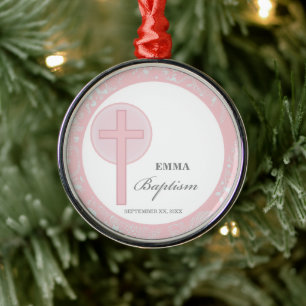 Pink Lace Girl doop gepersonaliseerd Metalen Ornament