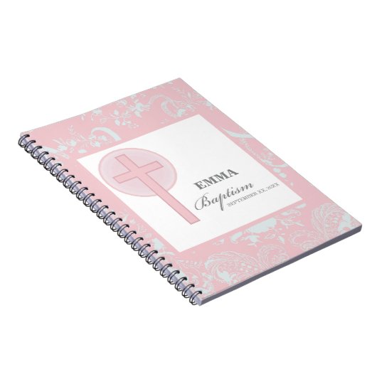 Pink Lace Girl doop gepersonaliseerd Notitieboek (Rechterzijde)