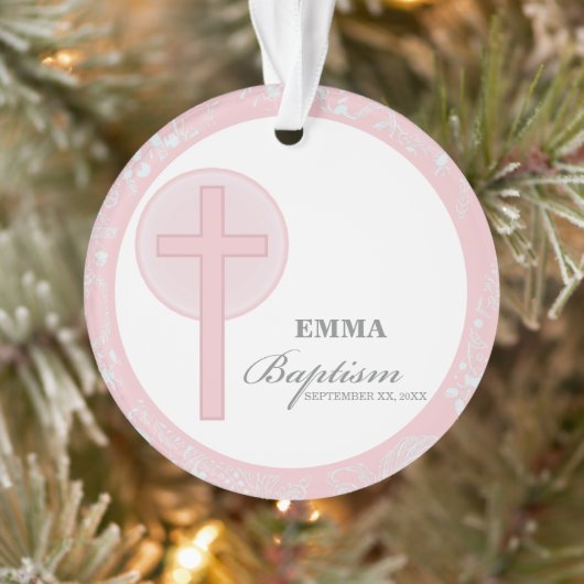 Pink Lace Girl doop gepersonaliseerd Ornament (Boom)