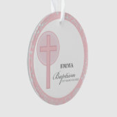 Pink Lace Girl doop gepersonaliseerd Ornament (voorkant)