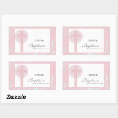 Pink Lace Girl doop gepersonaliseerd Rechthoekige Sticker (Vel)