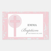 Pink Lace Girl doop gepersonaliseerd Rechthoekige Sticker (Voorkant)
